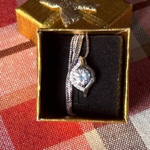 Elegant Sterling Silver/CZ Pendant Necklace